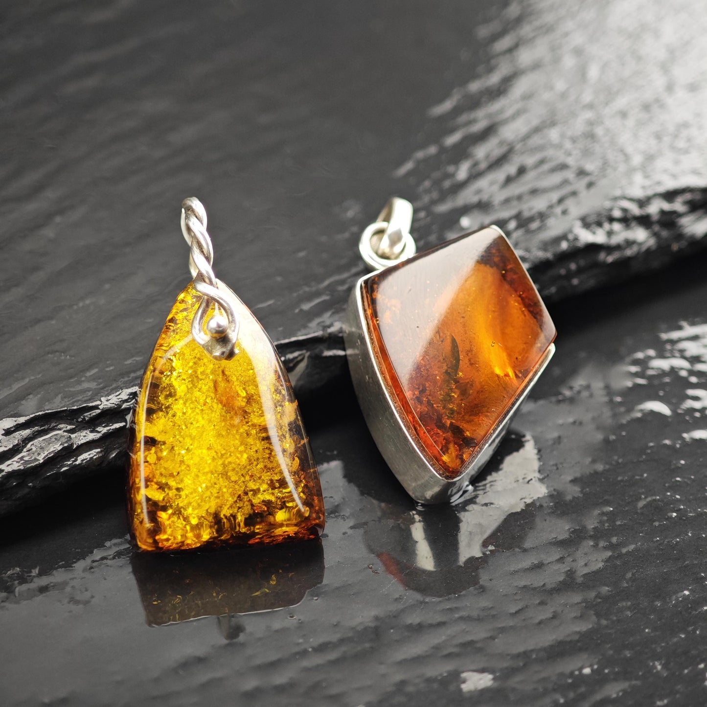 Choice of Baltic Amber Sterling Silver Pendants P3042