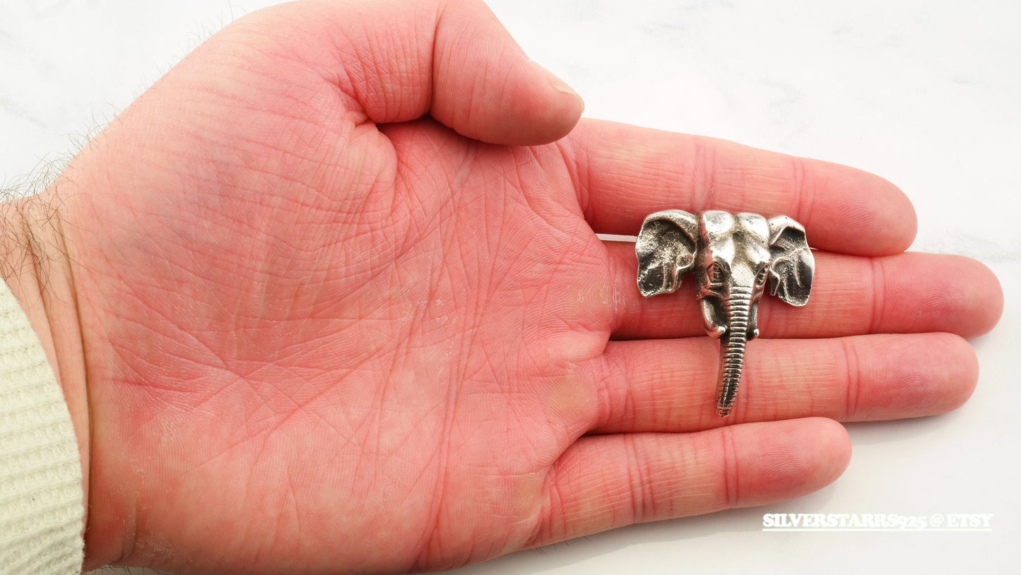 British Elephant Silver Brooch Sterling Animal