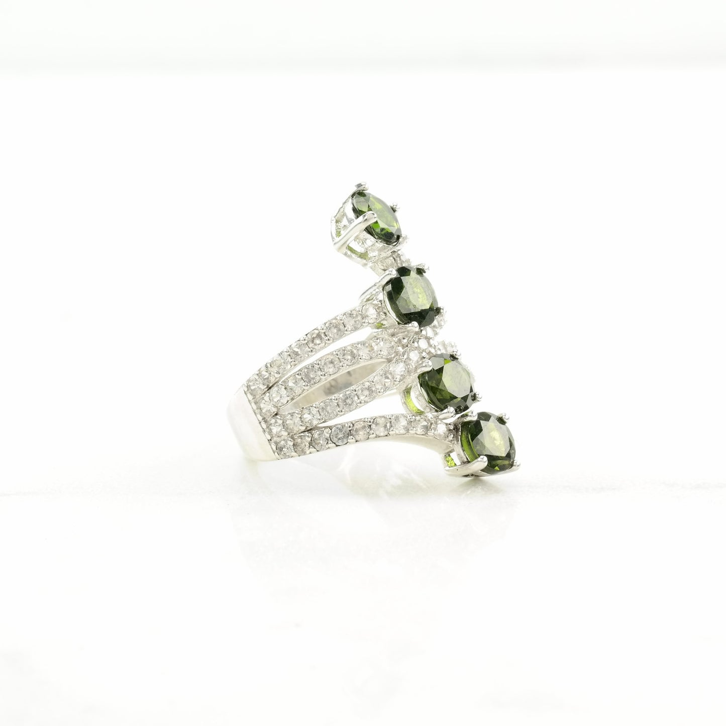 Sterling Silver Ring Chrome Diopside Spinel Dark Green Size 5