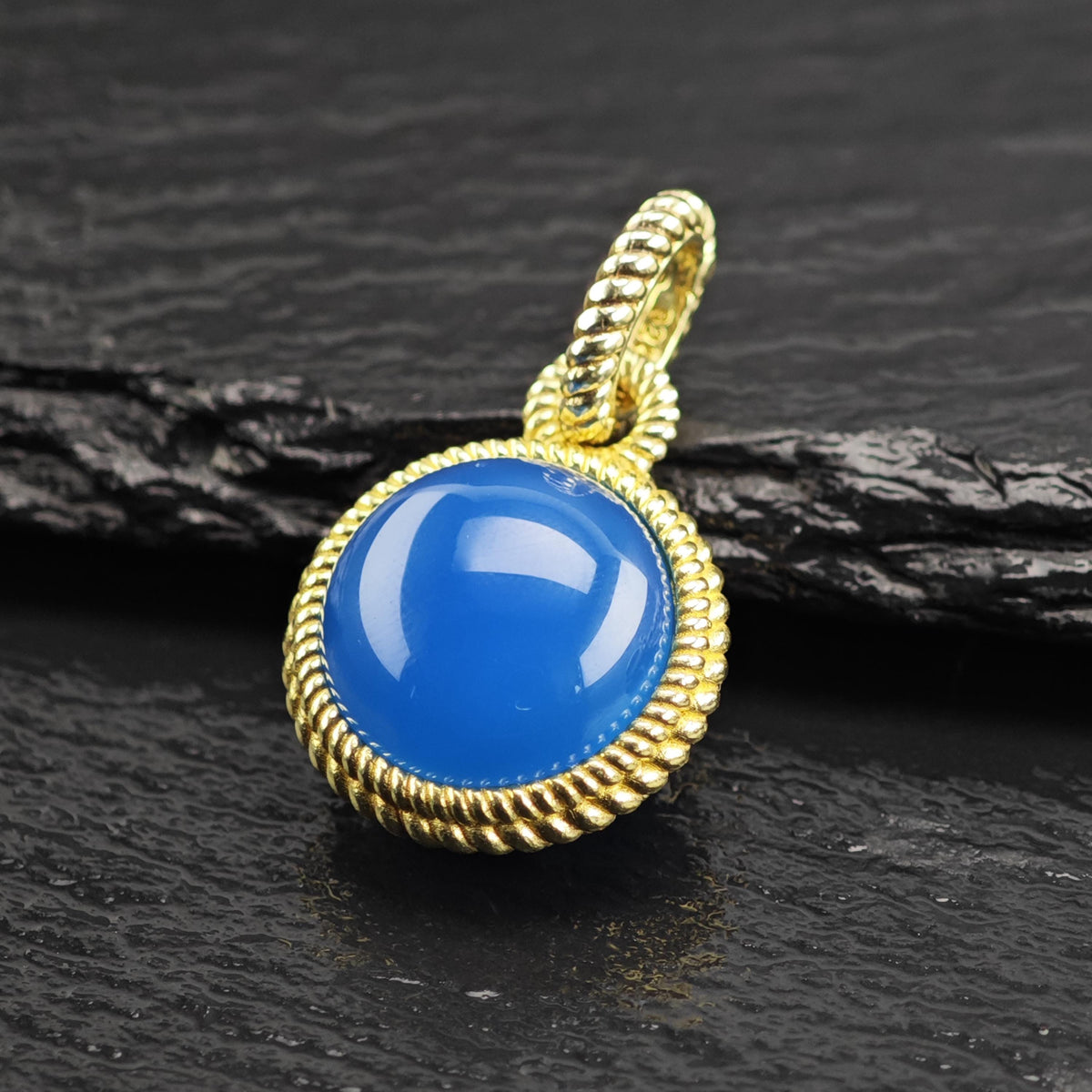 Choice of Judith Ripka Round Blue Stone or Lapis Sterling Silver Pendants P3115