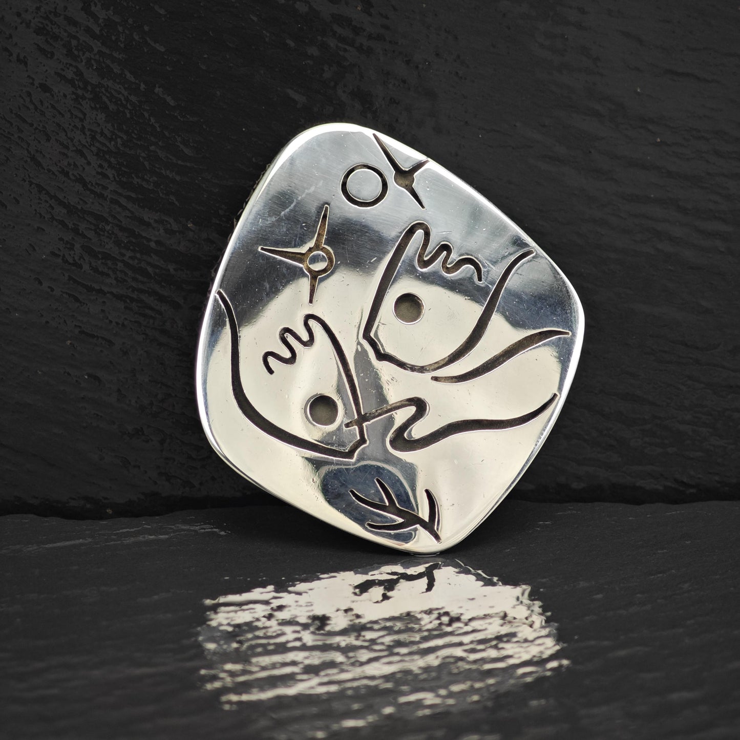 Los Castillo Sterling Silver Abstract Fish Brooch