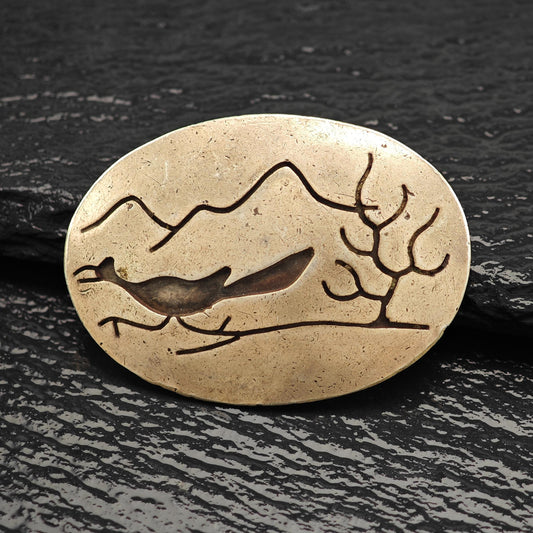 Vintage Native American, Roadrunner Overlay Pendant/Brooch Sterling Silver
