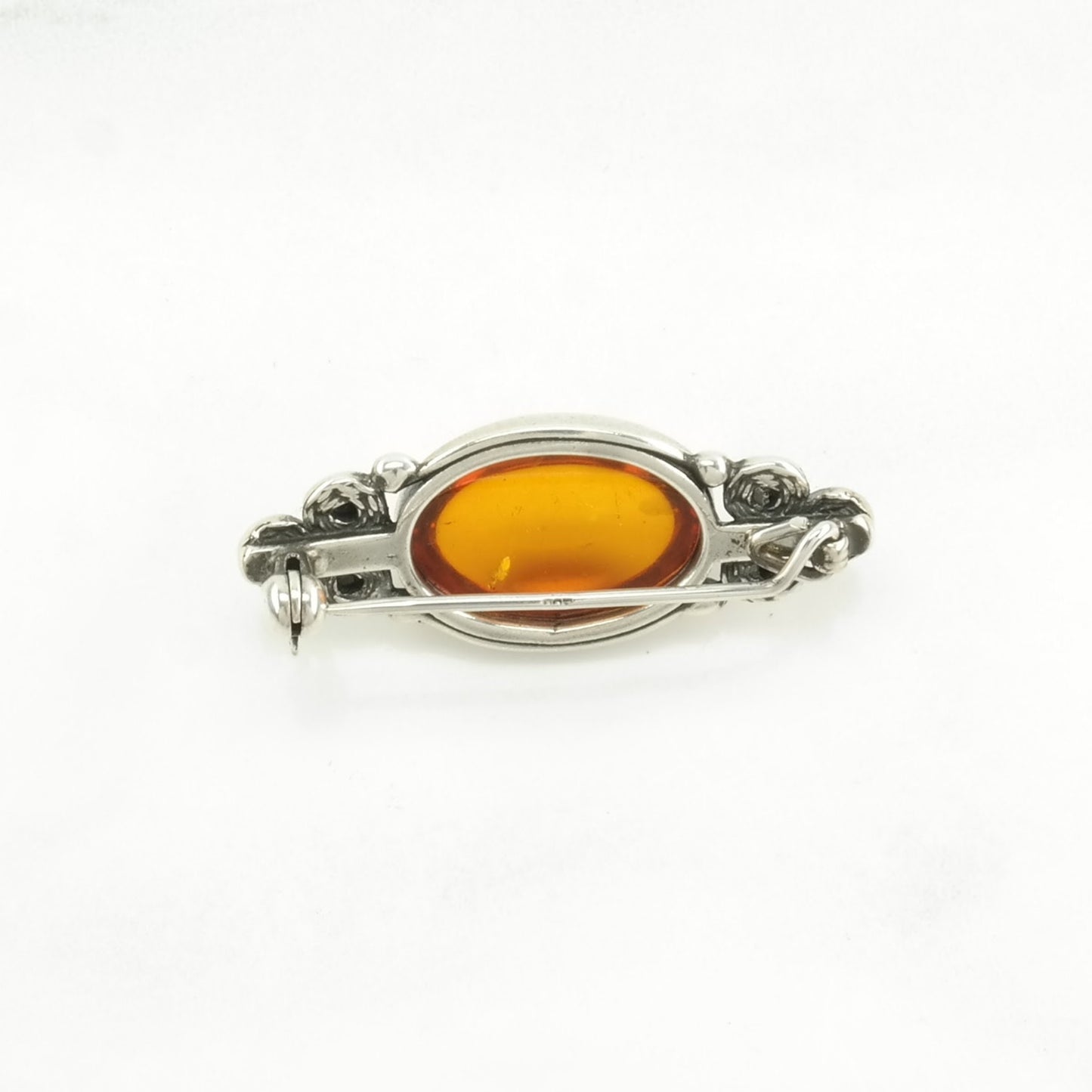 Choice: Sterling Silver Brooch Orange Baltic Amber