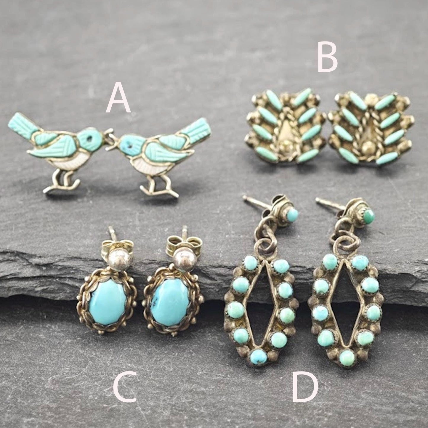 Choice of Native American, Inlay Stud/Dangle Earrings Sterling Silver