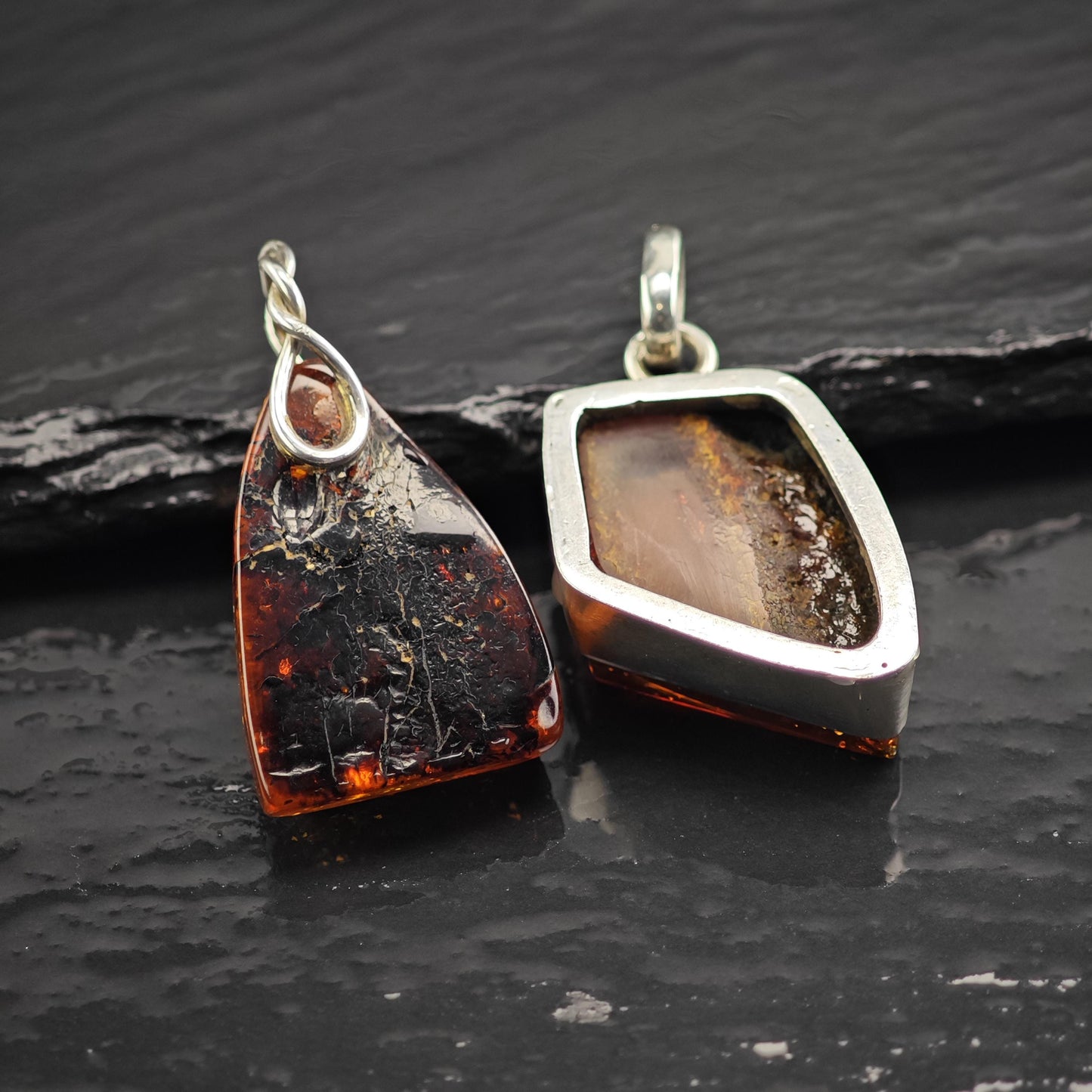 Choice of Baltic Amber Sterling Silver Pendants P3042