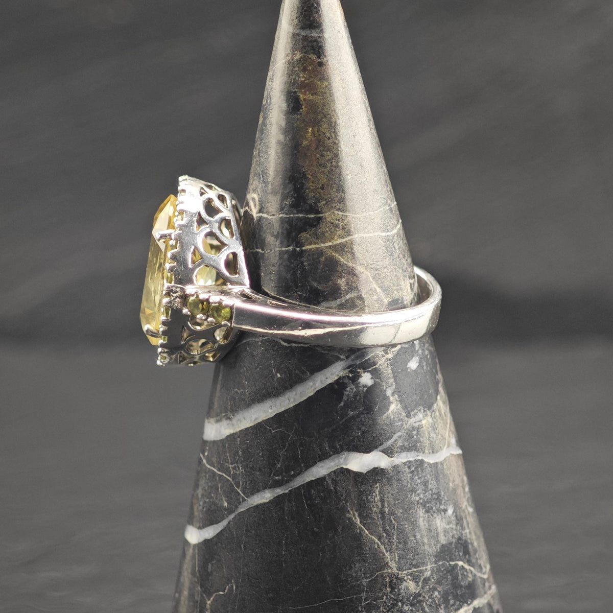 Oval Citrine, Peridot Sterling Silver Ring Sz 9 R6746