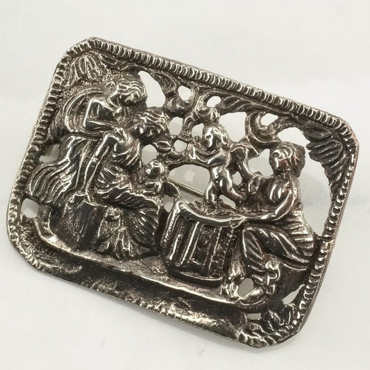 Austro Hungarian Sterling Silver Brooch People