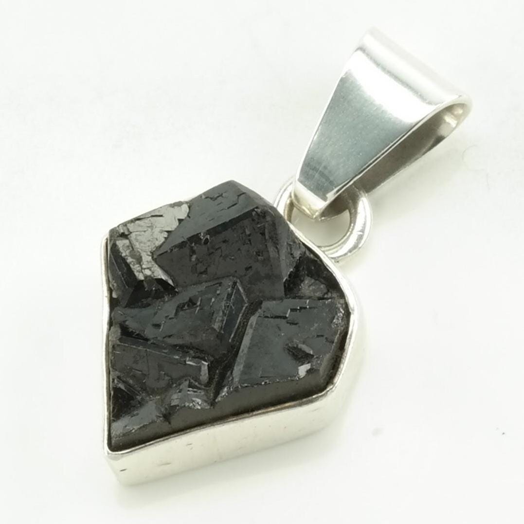 Vintage Raw Onyx Sterling Silver Pendant