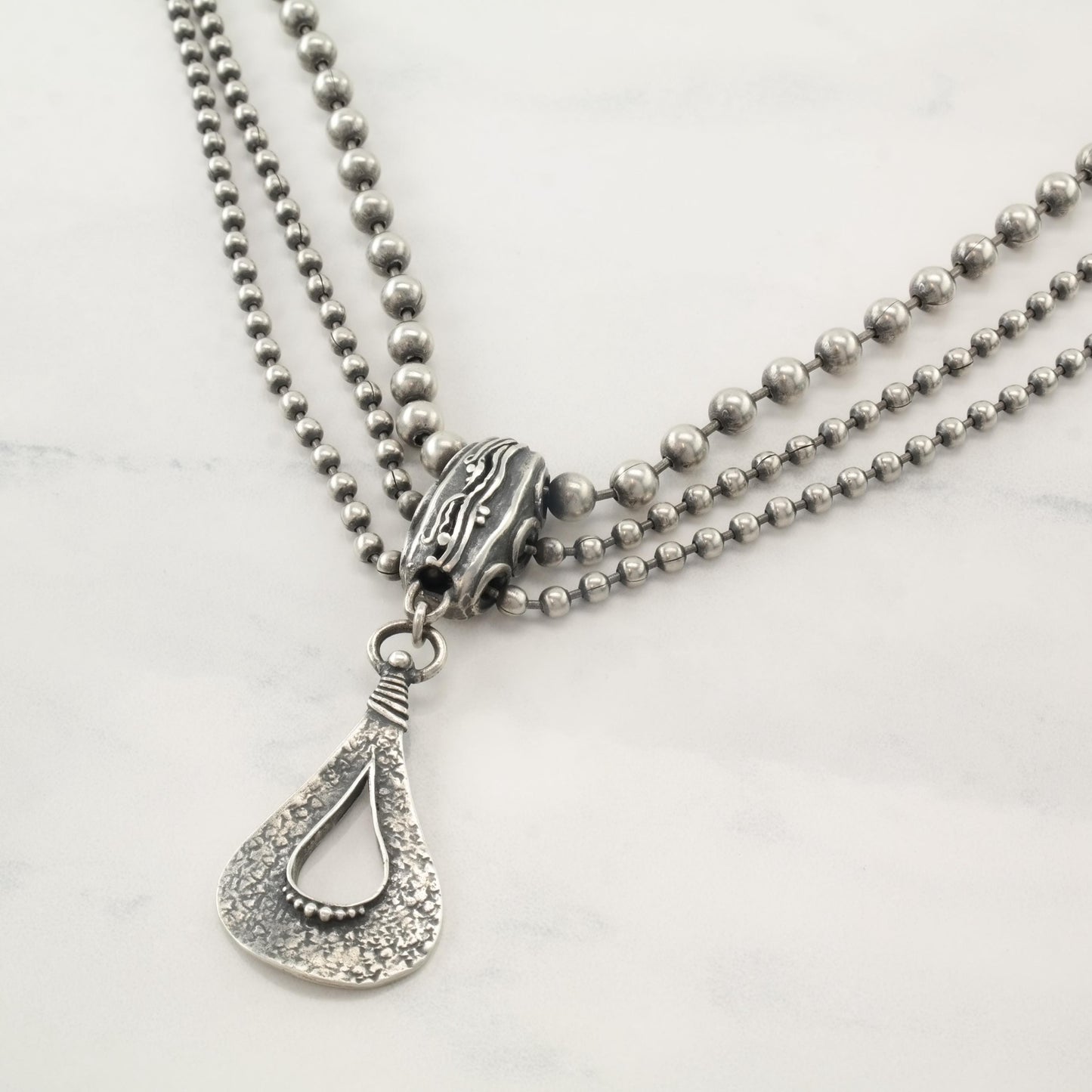 Vintage Silpada Oxidized, Sterling Silver 3 Strand Necklace N2380