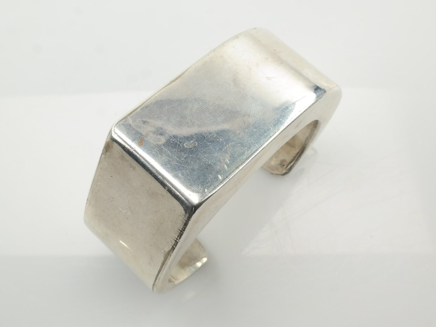 Navajo Modernist Sterling Silver Cuff Bracelet Semi Hollow