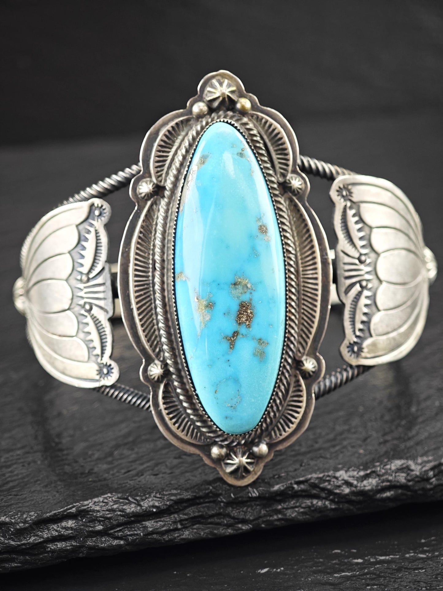 Large Native American, Cuff Bracelet Sterling Silver