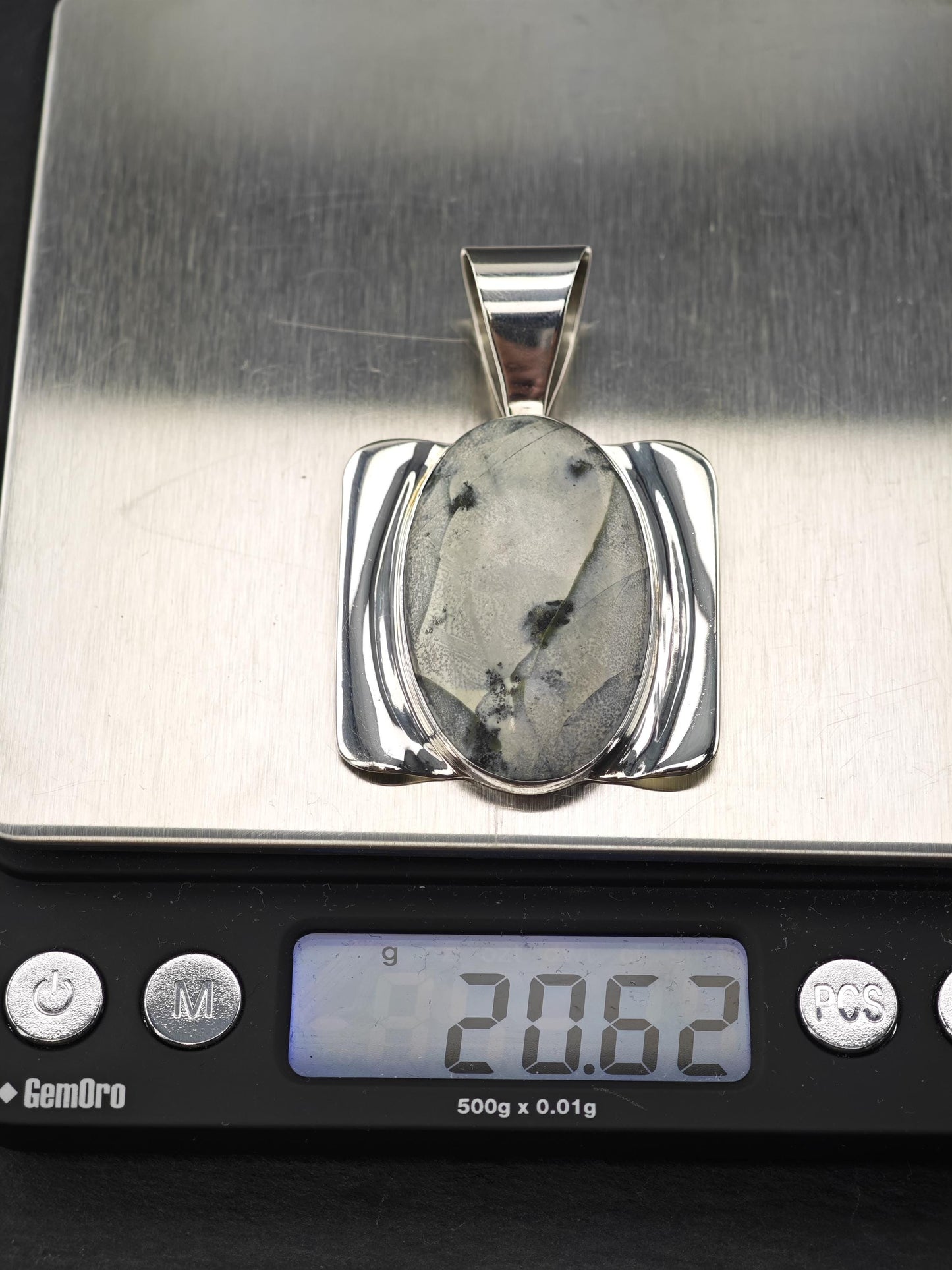 DTR Green Gemstone Pendant Sterling Silver