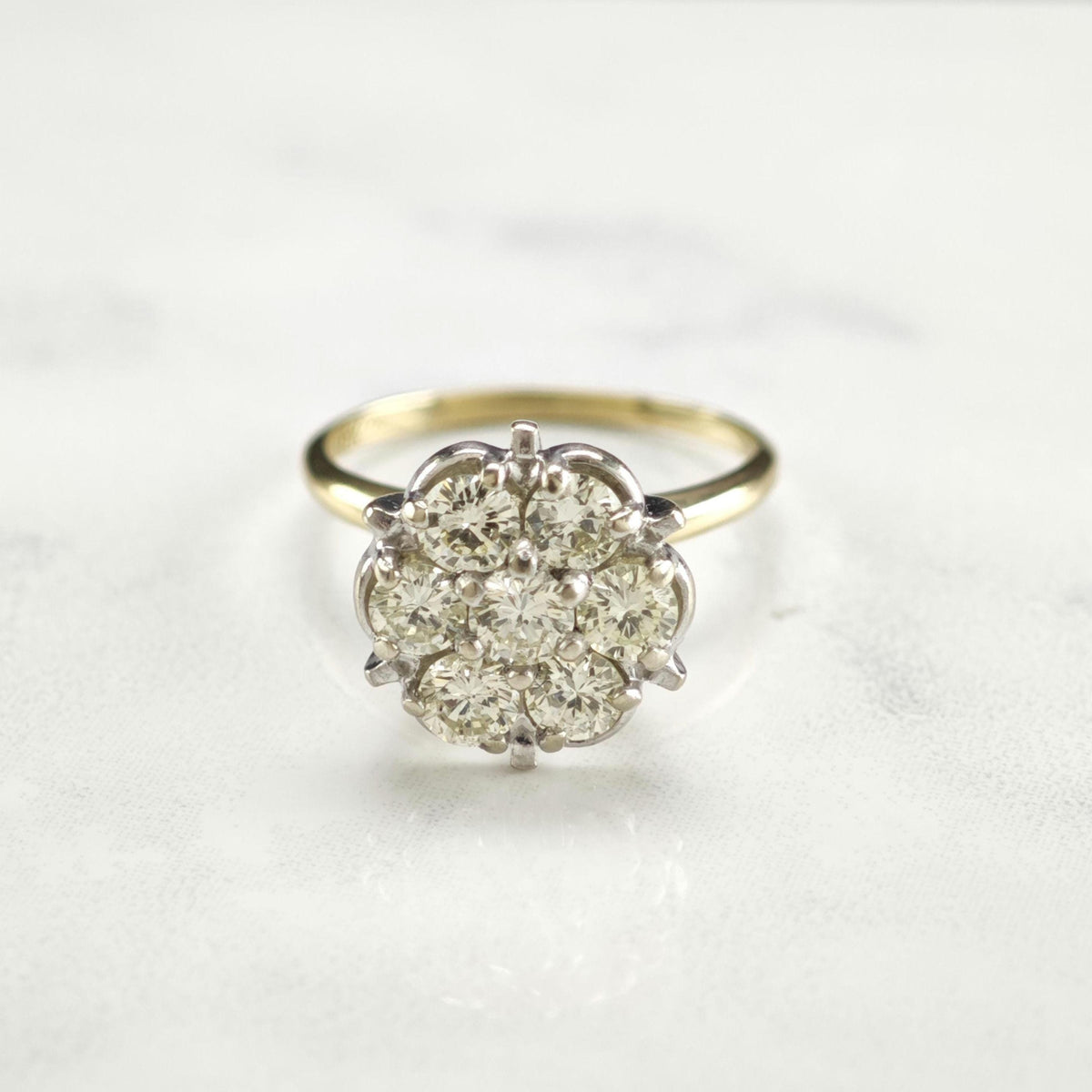 1cttw Diamond Cluster Tall Shoulder 10K Gold Ring Sz 4 1/4 R6773