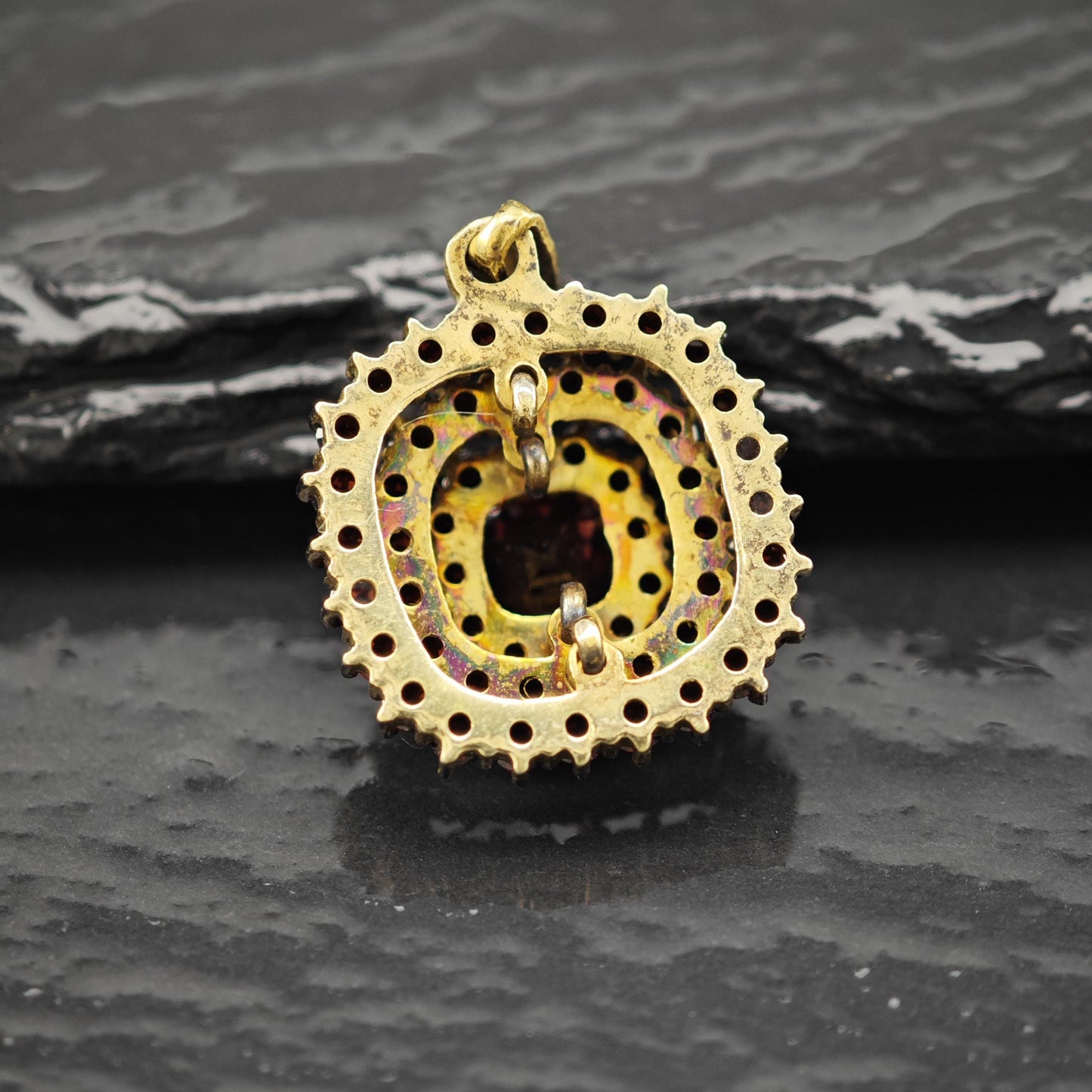 Squared Bohemian Red Garnet Pendant Sterling Silver