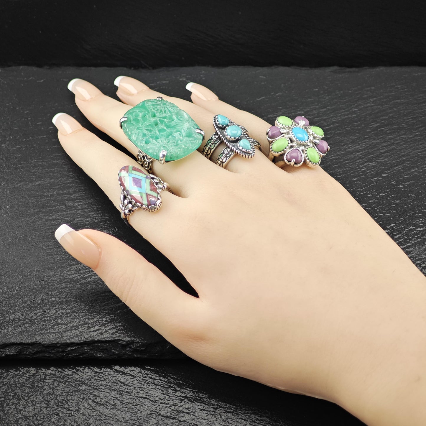 Carolyn Pollack Turquoise Ring Sterling Silver Size 7 1/2