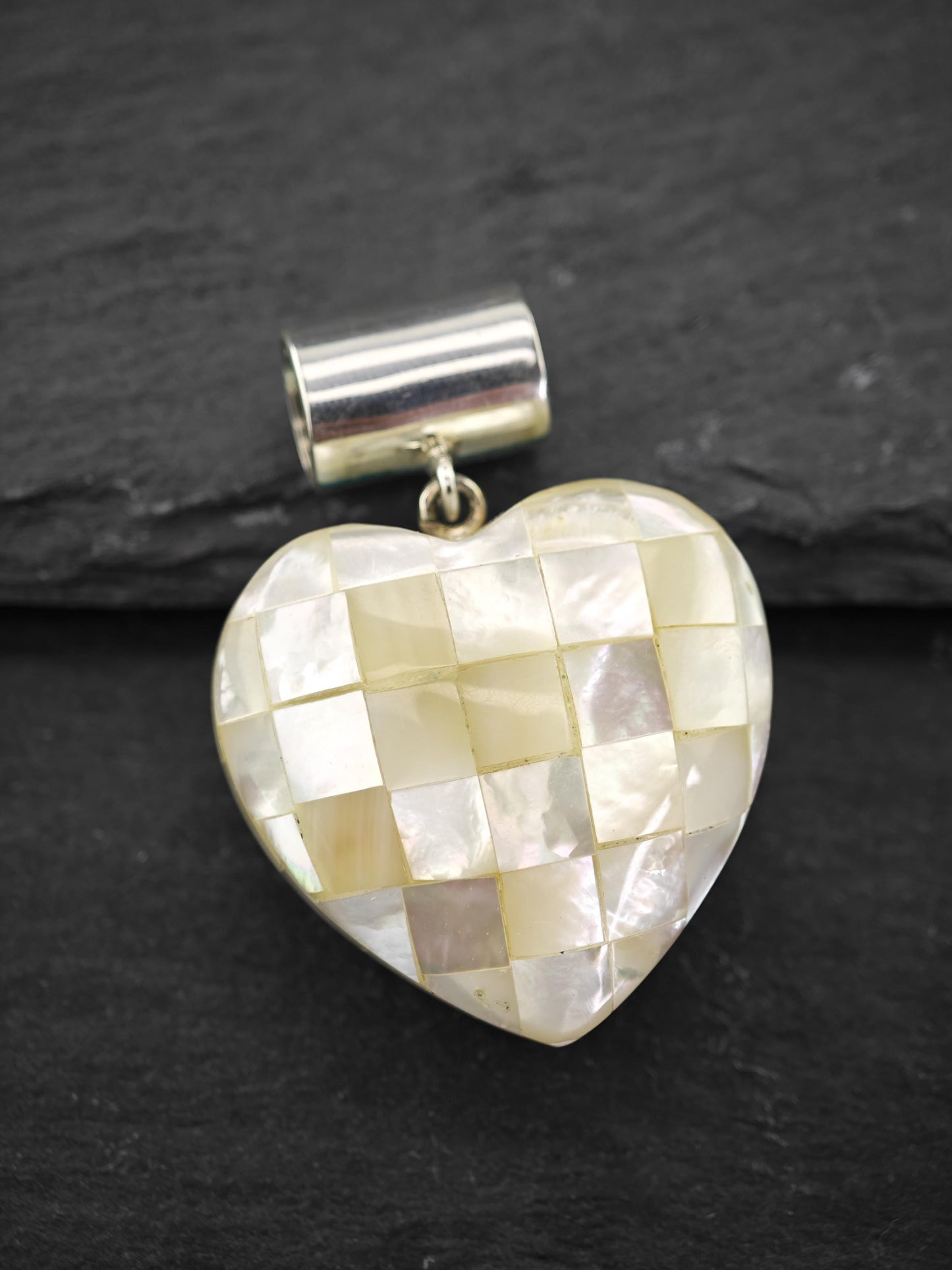 DTR Reversible Heart Pendant, Inlay Sterling Silver
