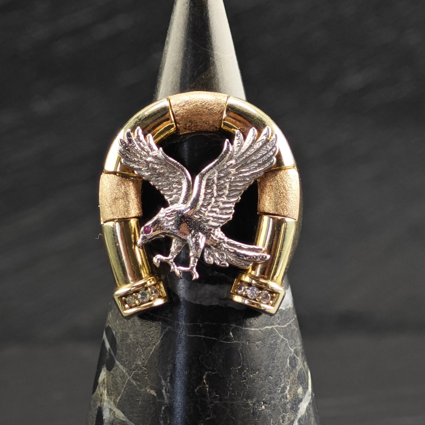 Large Eagle Gold Plated Sterling Silver Ring Sz 11 R6722
