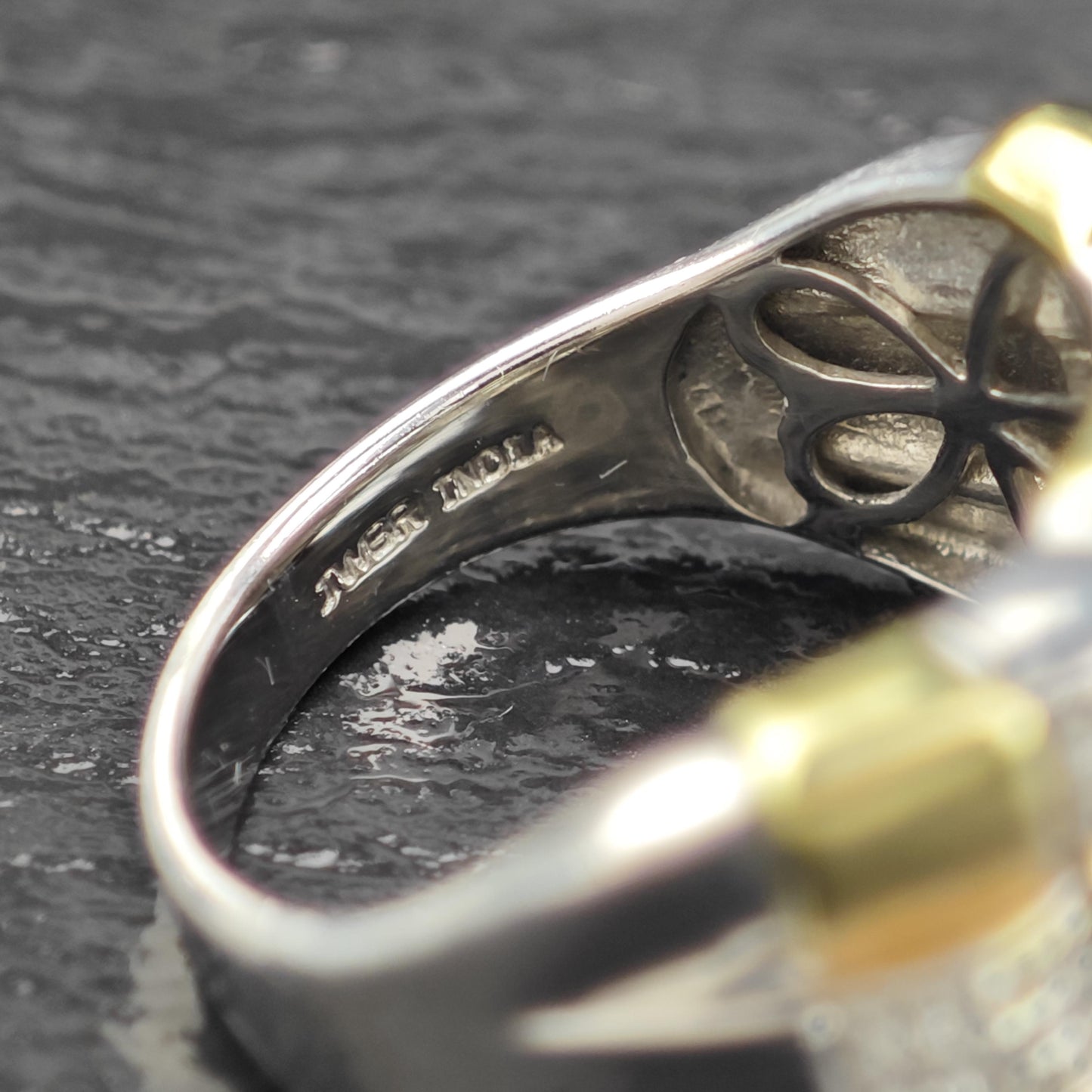 Sterling Silver Gold Gilded Diamond Ring JWBR