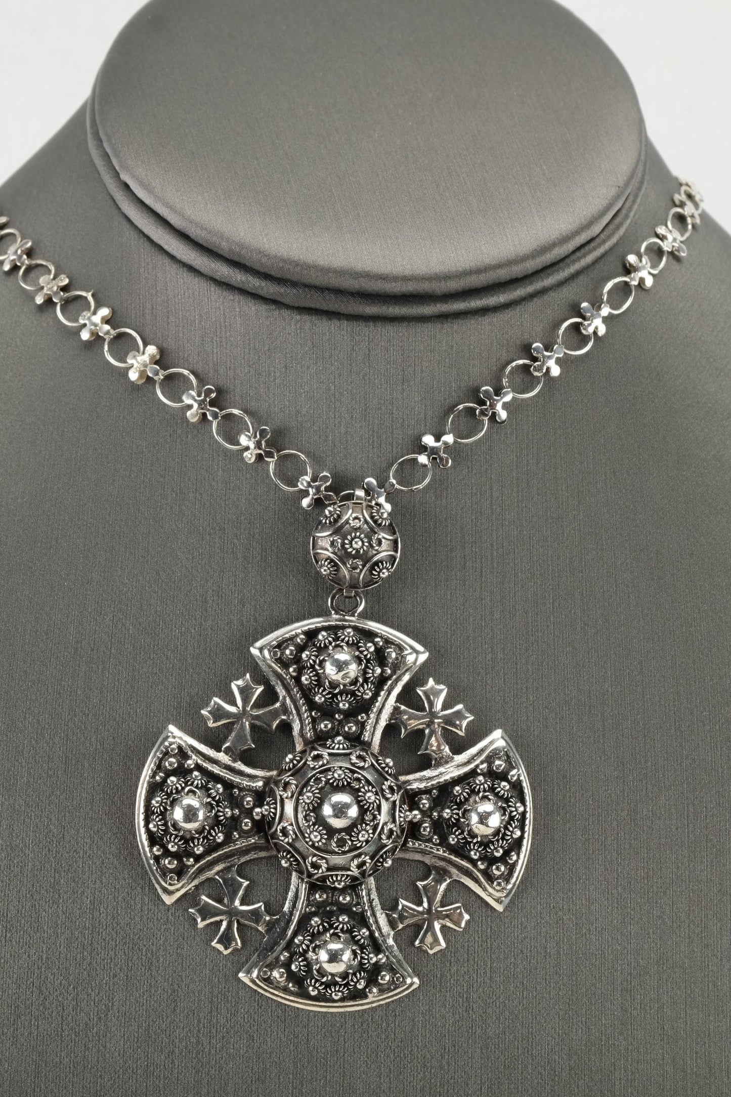 Sterling Silver Jerusalem Cross Necklace | Middle Eastern Jewelry | Symbolic Pendant