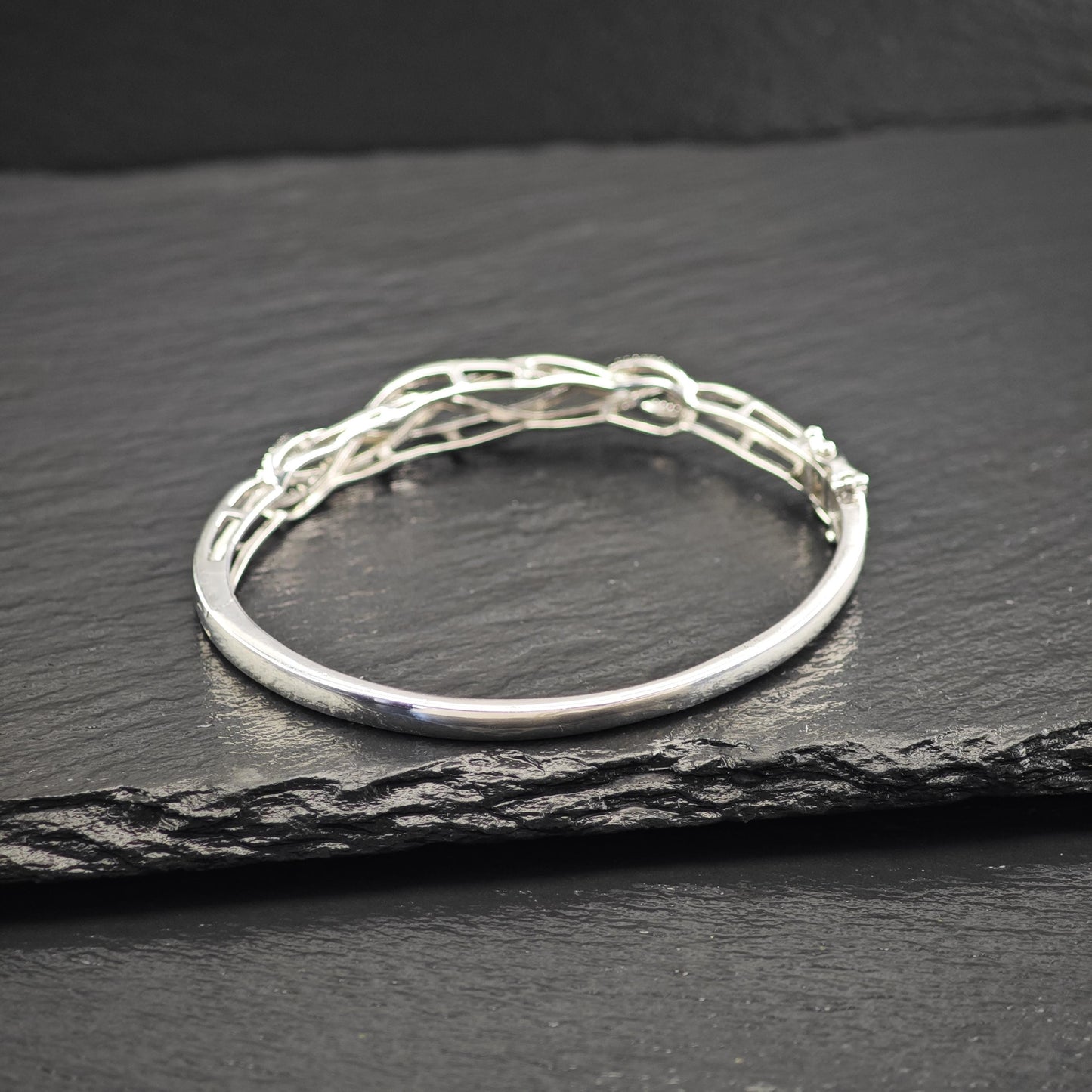 JWBR White Diamond Bangle Bracelet Sterling Silver