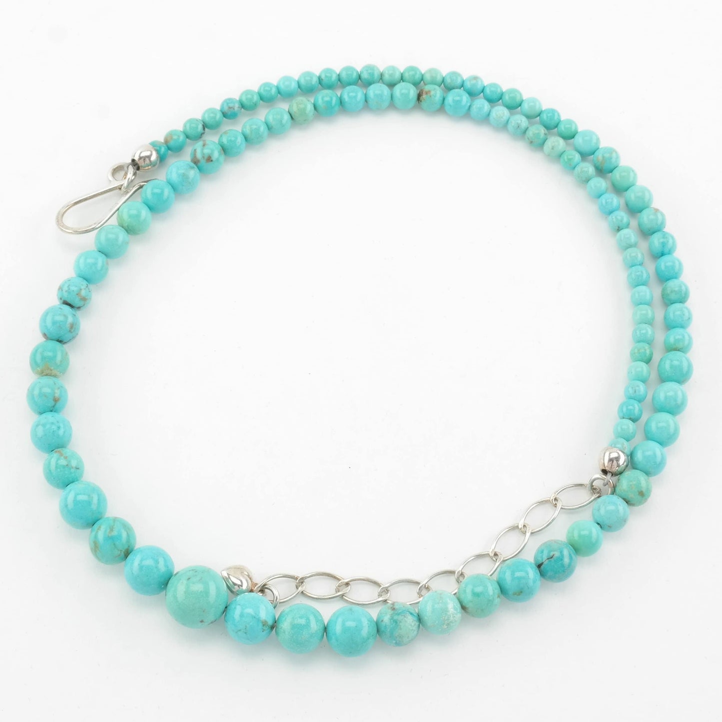 DTR Sterling Silver Blue Turquoise Bead Necklace