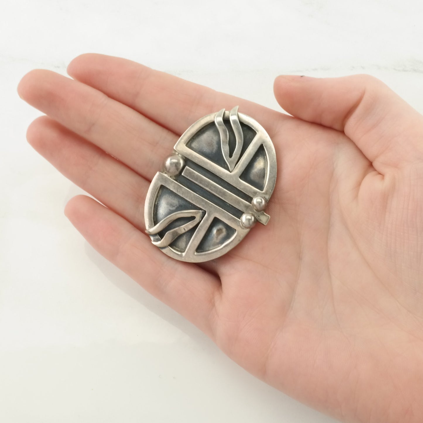 Vintage Modernist Abstract Brooch Sterling Silver