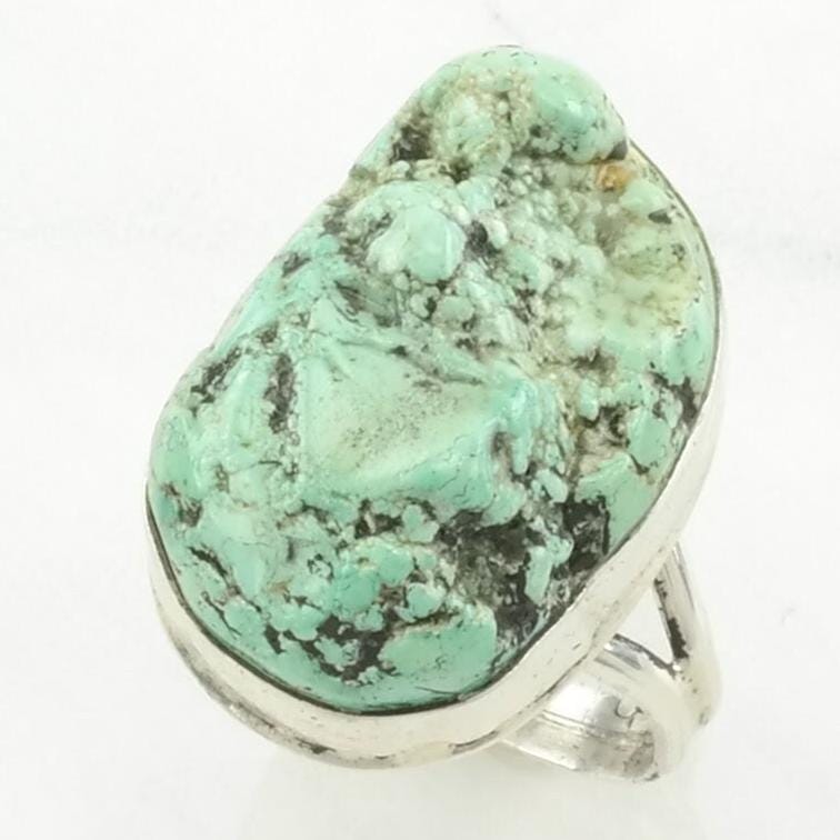 Southwest Silver Ring Turquoise Sterling Light Blue Size 6