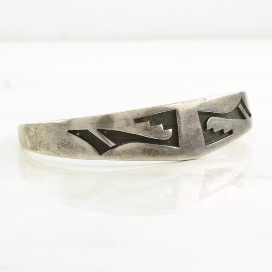 Native American Sterling Silver Cuff Bracelet Overlay