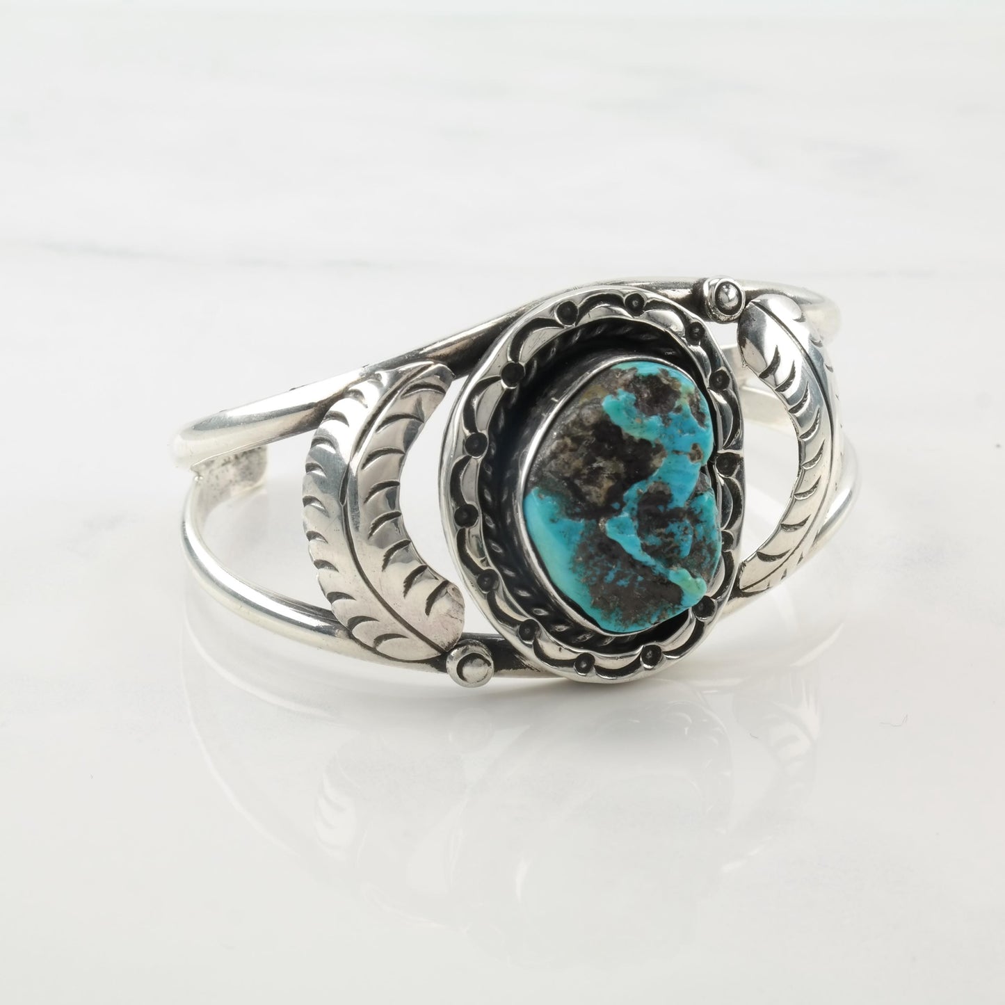 Southwest Turquoise Cuff Bracelet Sterling Silver