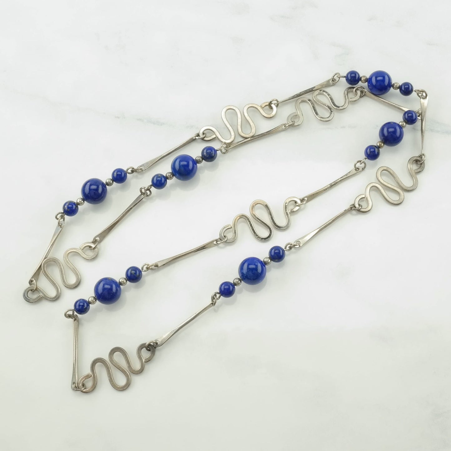 MCM, Studio Style Sterling Silver Blue Lapis Lazuli Snake Necklace