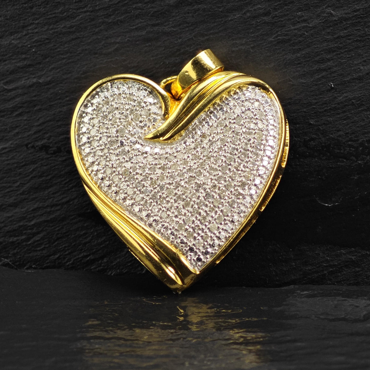 1/2 cttw Pave Diamond Gold-Plated Heart Pendant P3114