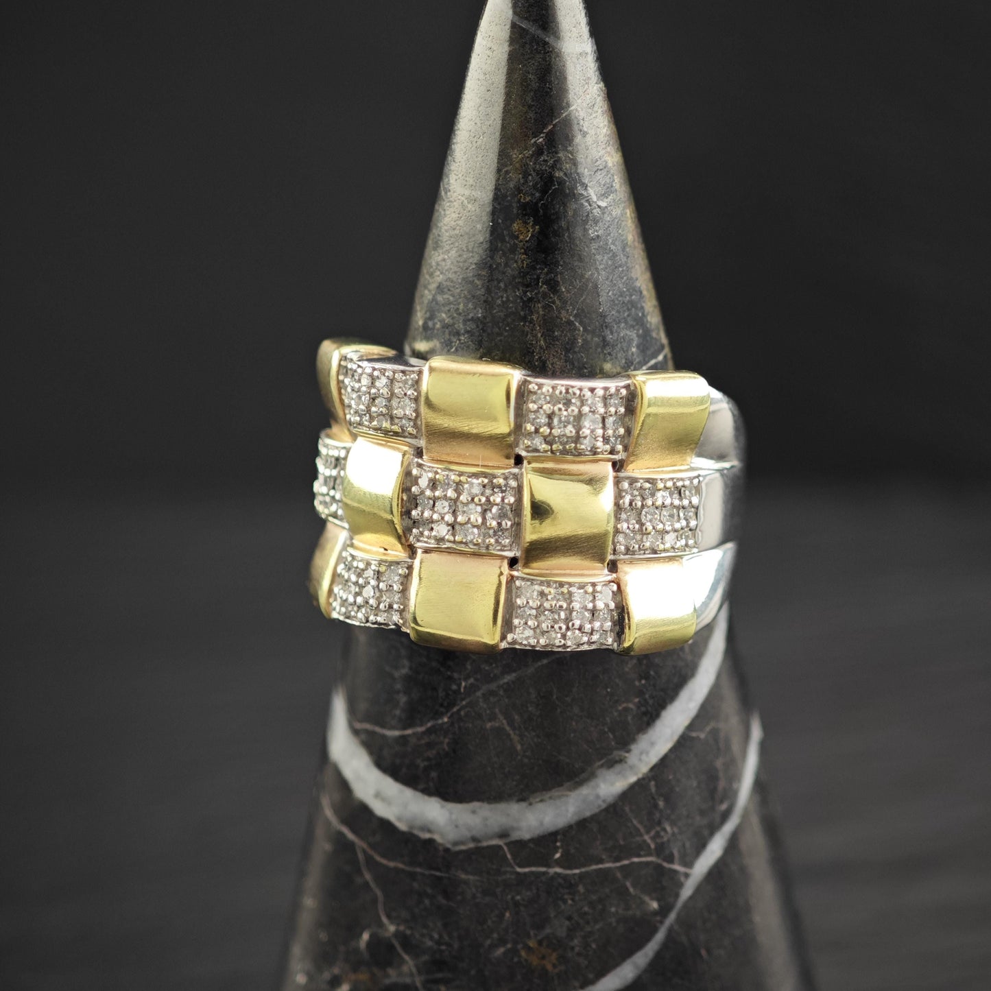 Sterling Silver Gold Gilded Diamond Ring JWBR