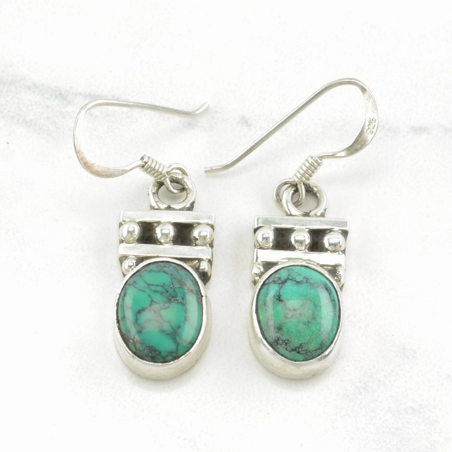 Native American Sterling Silver Turquoise Earrings Fish hook