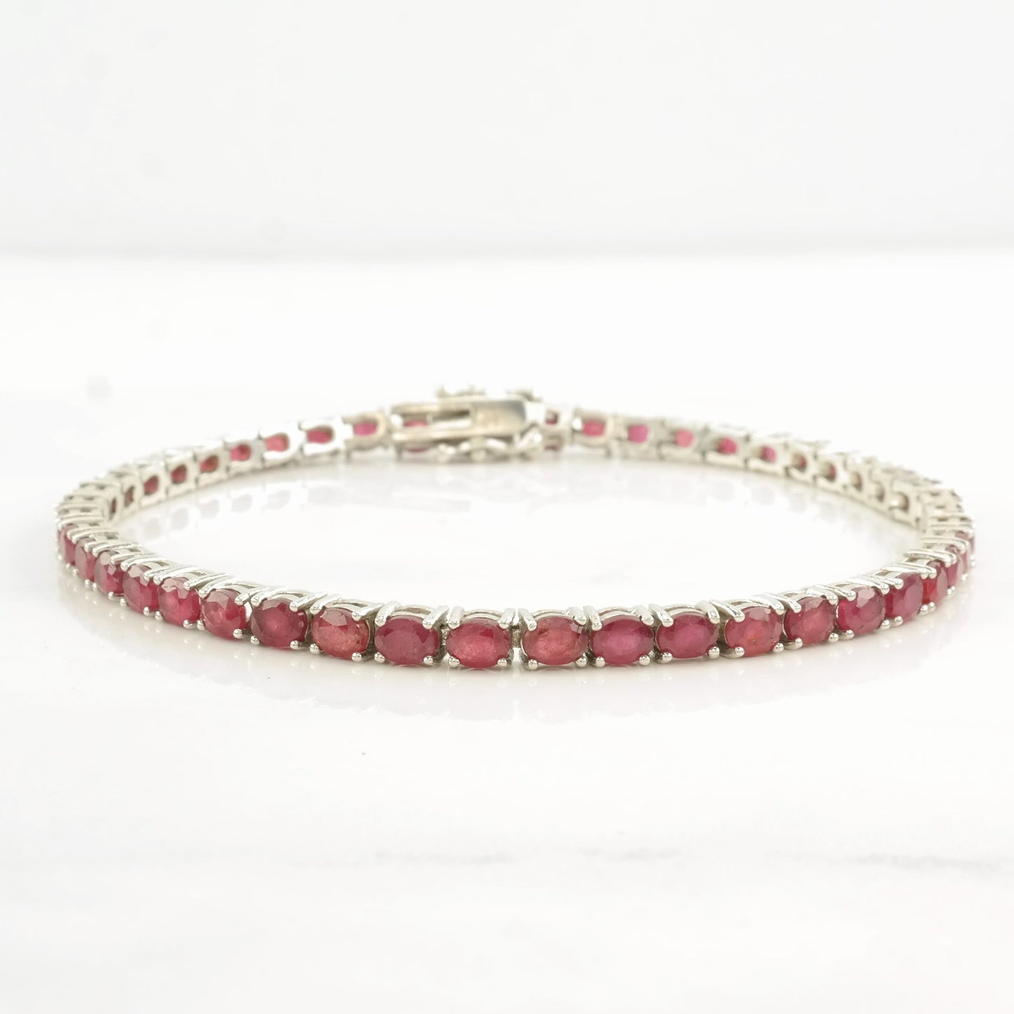 Sterling Silver Tennis Bracelet Lead Glass Filled Ruby