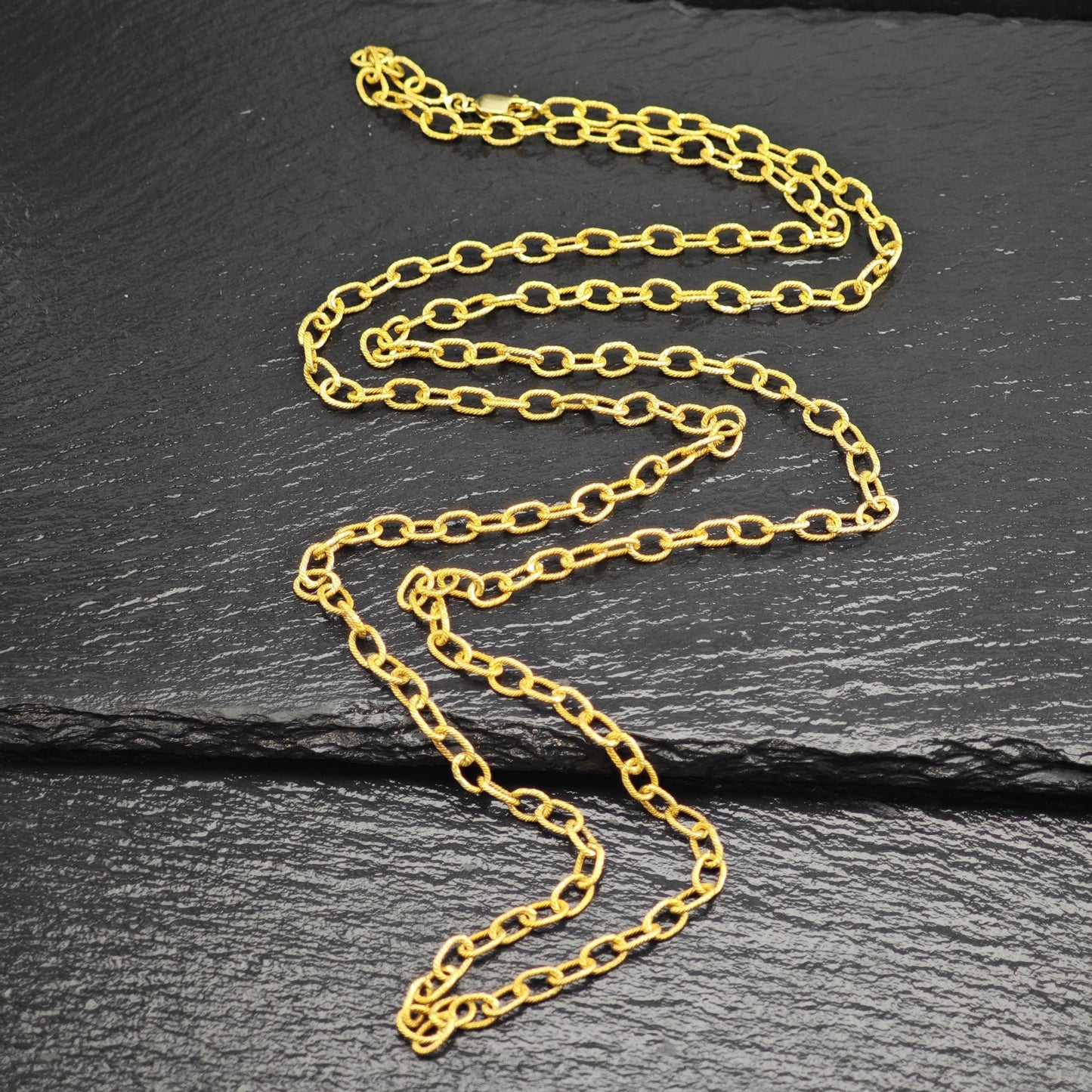 Gold Plated Oval Chain Sterling Silver Necklace N2755