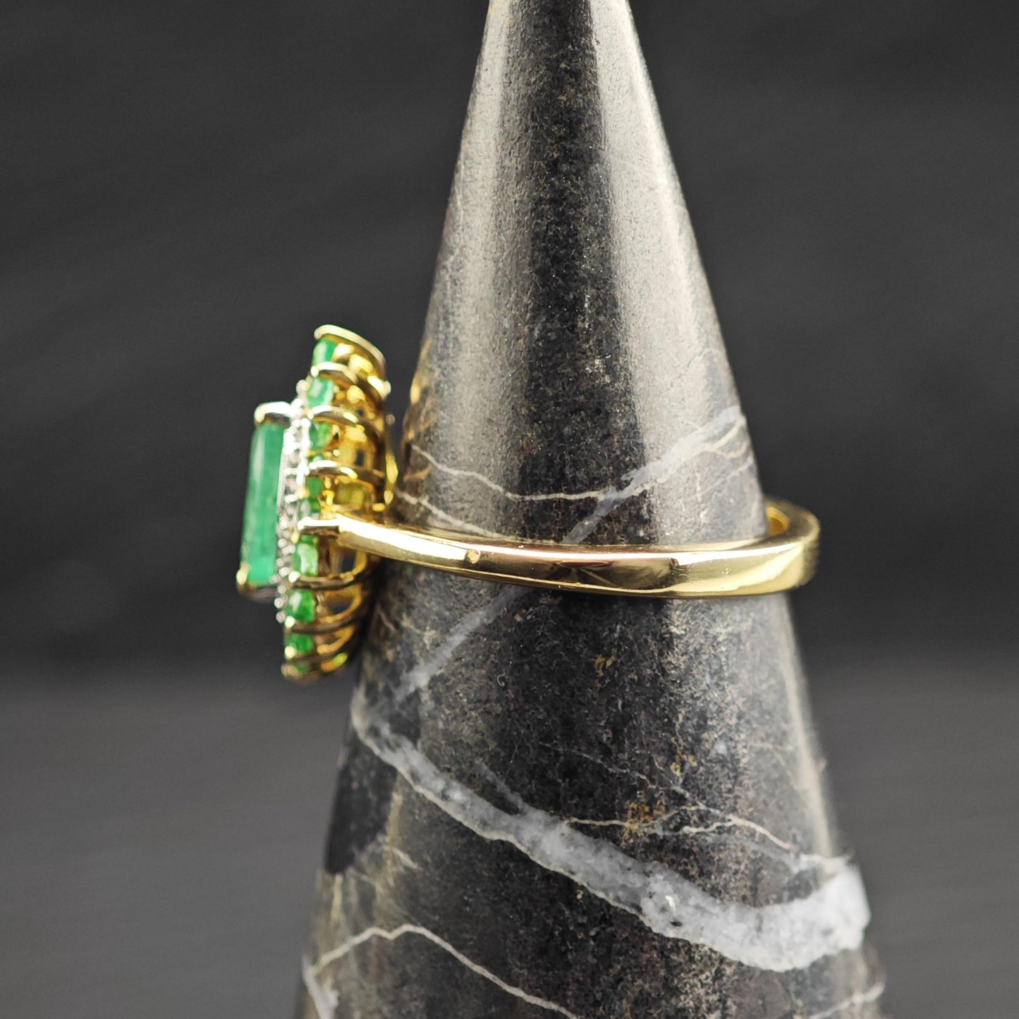 Gold Plated Emerald Sterling Silver Ring Sz 6 R6711