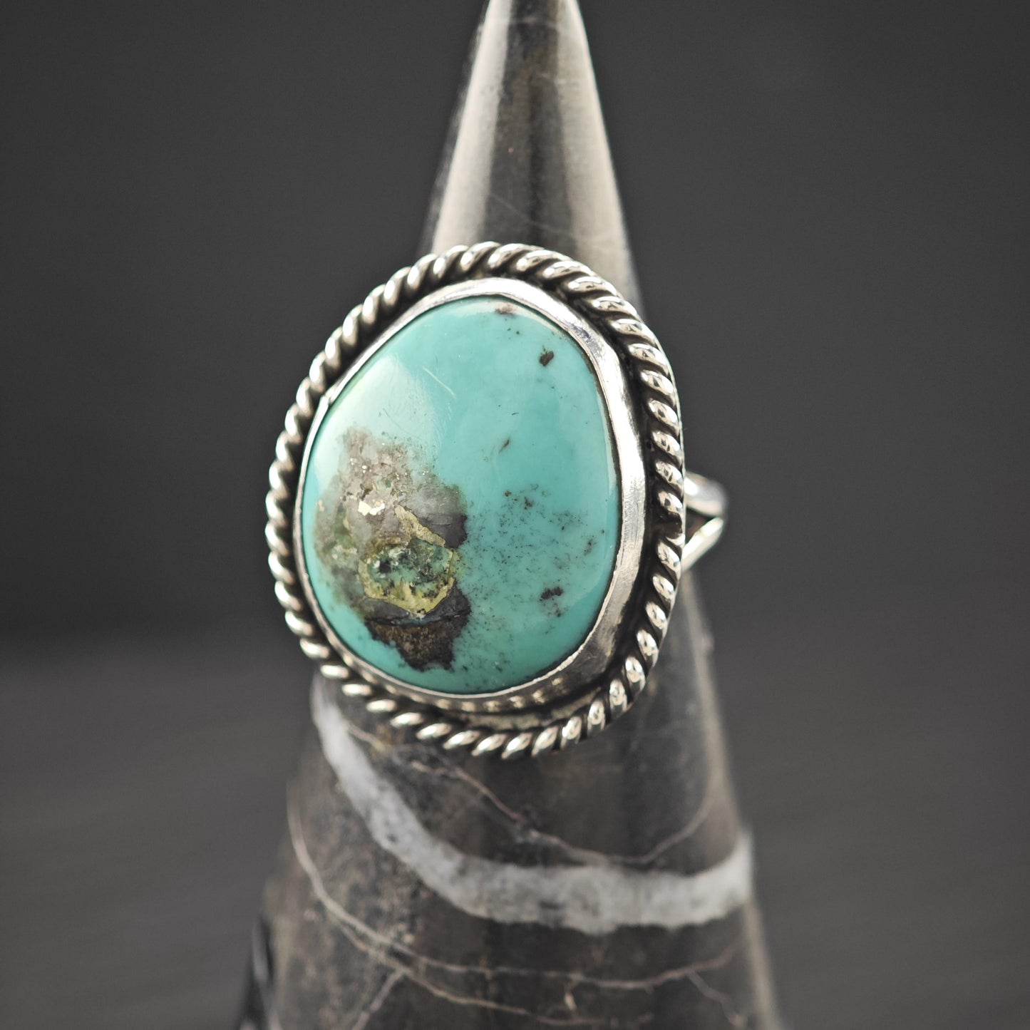 Native American Turquoise Ring Sterling Silver Size 6 1/4