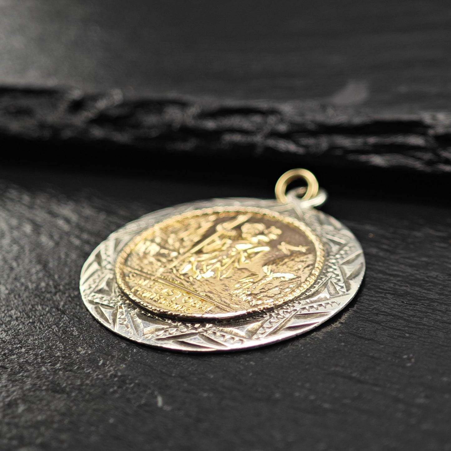 San Cristobal Protegenos Gold Filled Accent Pendant Sterling Silver P2910Gra
