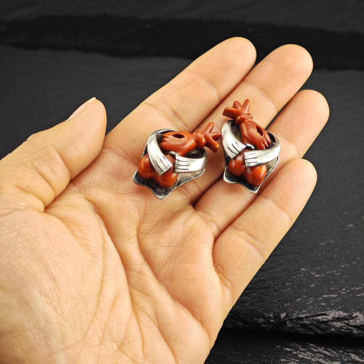 Taxco Salvador Teran Screw Back Sterling Silver Earrings ER3228Gra