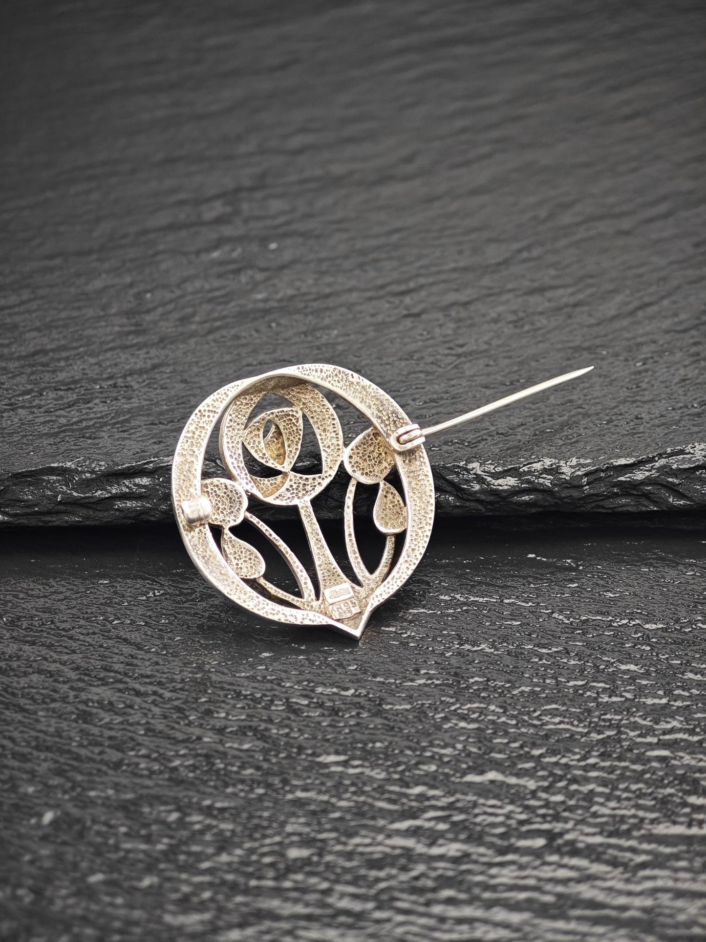 European Floral Brooch Sterling Silver