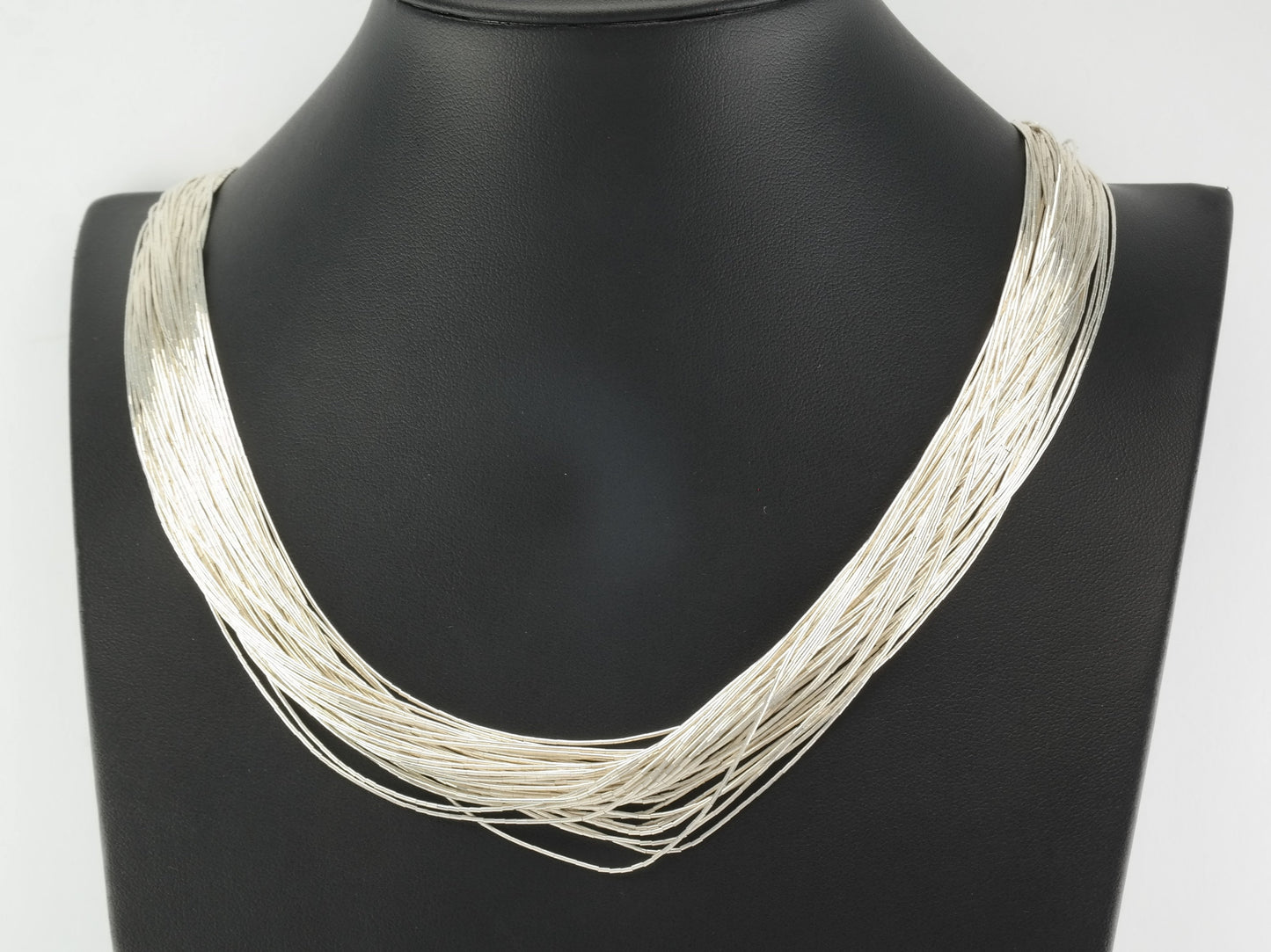 Vintage Liquid Silver Necklace Sterling 50 Strand