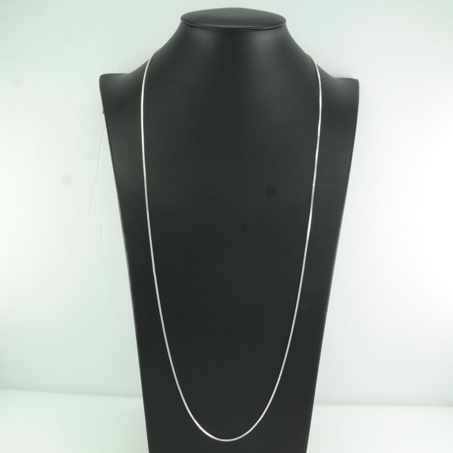 Italy Sterling Silver 1mm Link 30" Box Chain Necklace