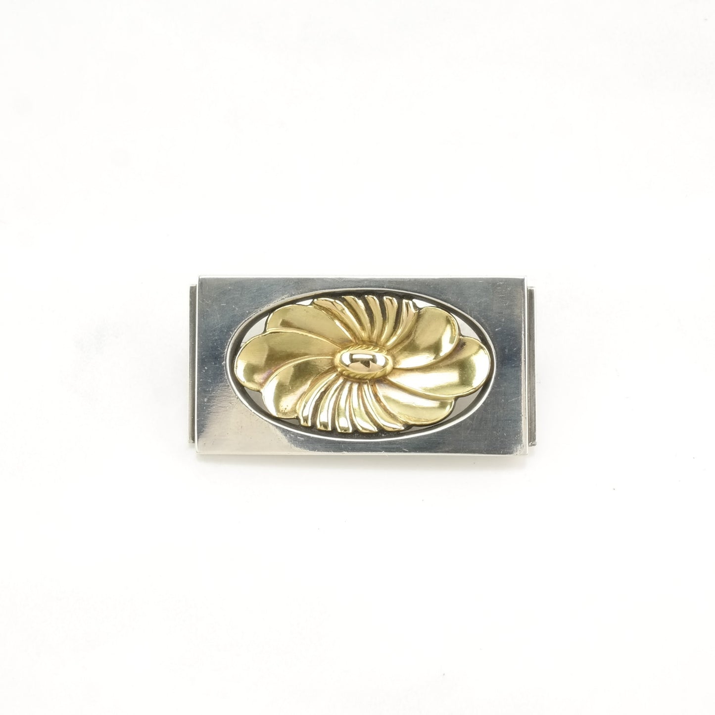 Vintage Georg Jensen Sterling Silver Brooch Floral, 269 Gold Tone Accent