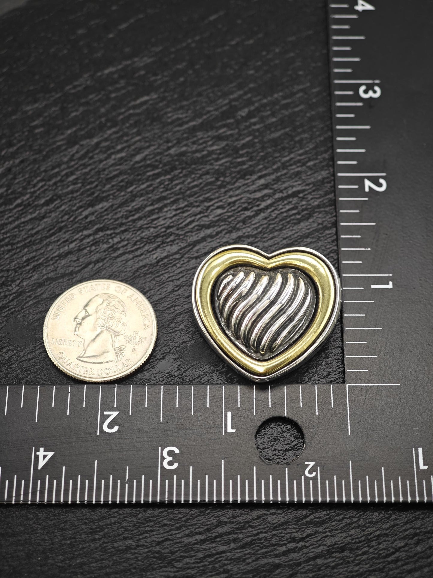 David Yurman 18k Gold Accent, Heart Brooch Sterling Silver