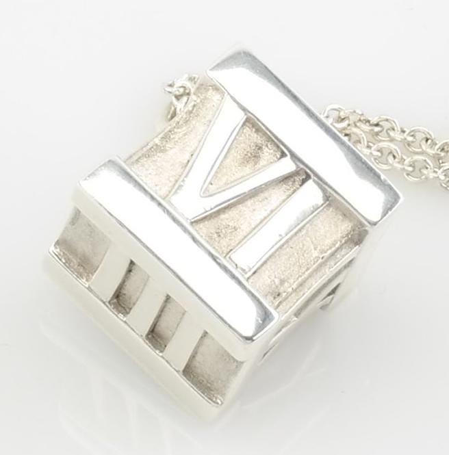 Vintage Tiffany & Co Sterling Silver Large Atlas Cube Necklace