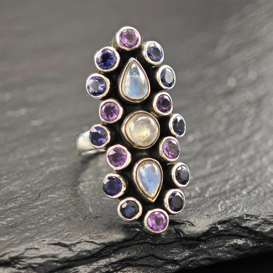 Nicky Butler Moonstone, Amethyst Ring Sterling Silver R5816