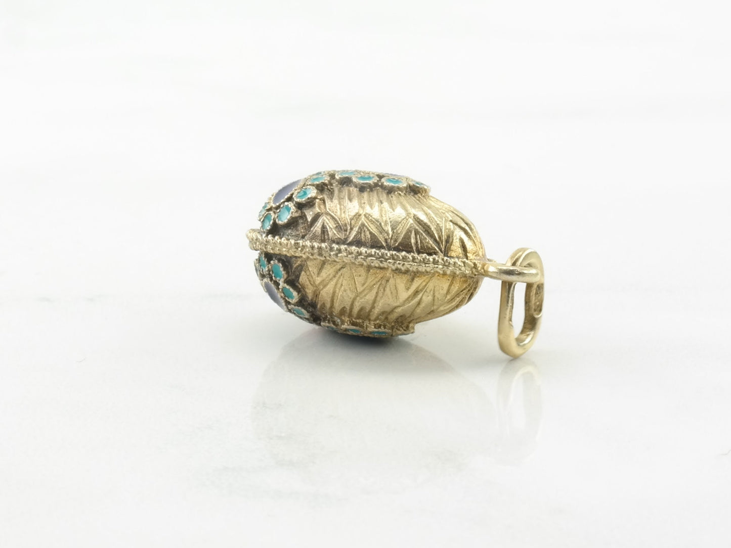 Sterling Silver Enamel Egg Gold Gilded Pendant P1844