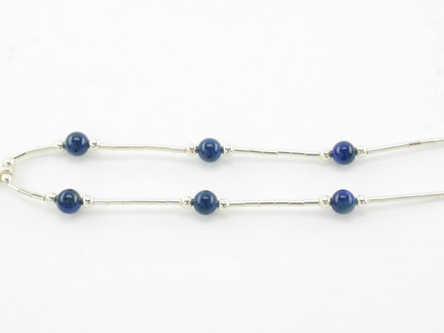 Southwest Sterling Silver Blue Lapis Lazuli Beaded Necklace