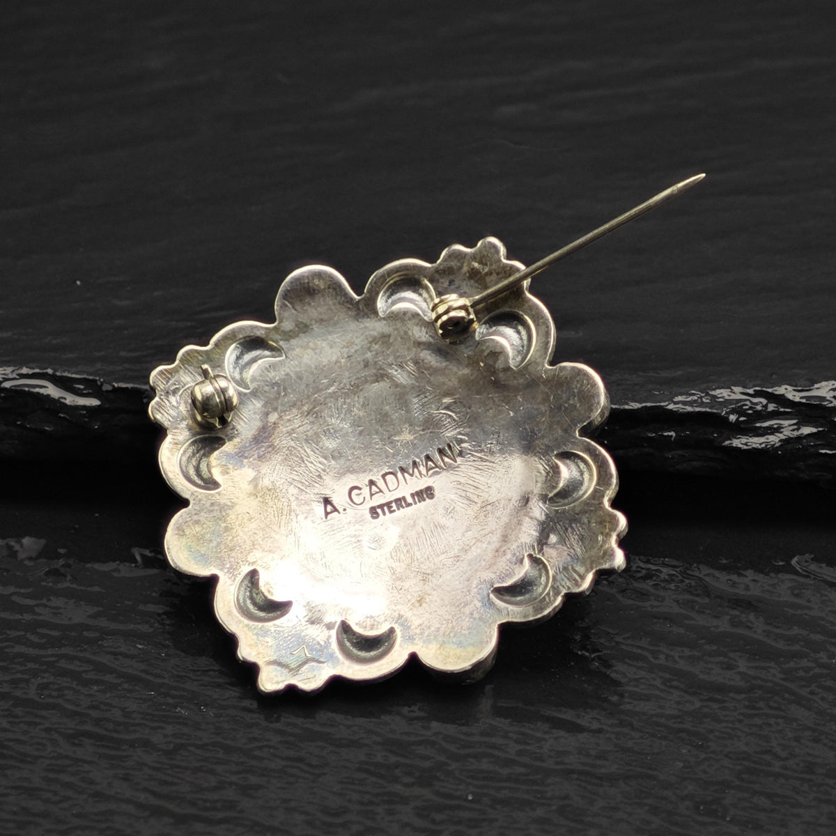 SW Turquoise & Spiney Oyster Brooch Sterling Silver B2241