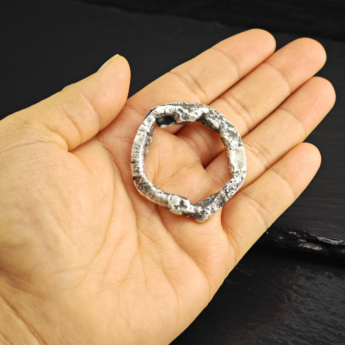 Brutalist Circle Sterling Silver Pendant P3090